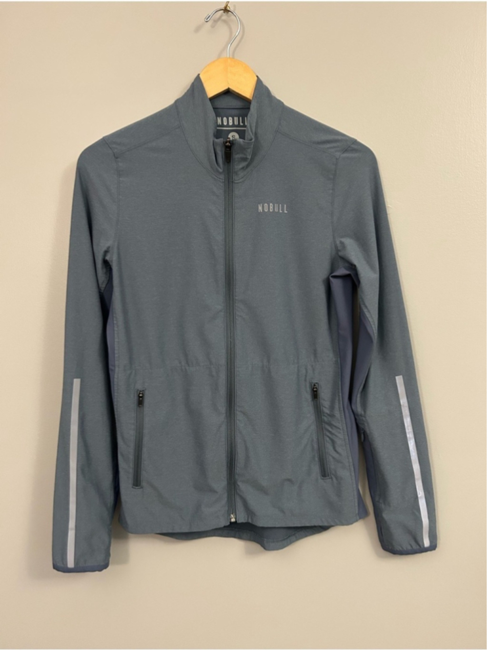NOBULL Full Zip Reflective Blue Stone Training Jacket Small